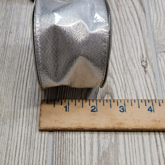 3 Rolls Silver Wired Ribbon 10 Yds Wedding Wreath Bow Crafts 30 Yds Total 2 inch - Picture 3 of 5